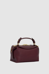 Back product shot of the Oroton Mica Mini Bowler in Currant and Premium pebble leather for Women .