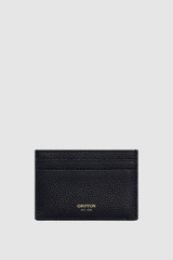 Front product shot of the Oroton Margot Card Sleeve in Black and Premium pebble leather for Women .