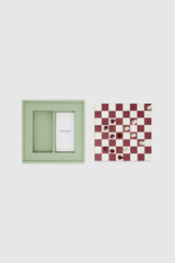 Internal product shot of the Oroton Chess Game in Agave and Pebble leather material for Women . IP:17