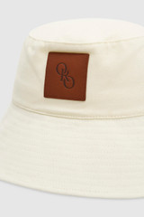 Back product shot of the Oroton Nell Bucket Hat in Antique White and 100% cotton canvas fabric for Women .