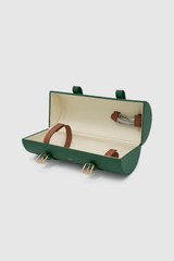 Front product shot of the Oroton Billie Single Leather Wine Holder in Forest and Pebble leather exterior for Women .
