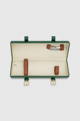 Internal product shot of the Oroton Billie Single Leather Wine Holder in Forest and Pebble leather exterior for Women .