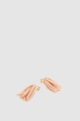 Detail product shot of the Oroton Fern Drop Earrings in Pink and Premium brass material for Women .