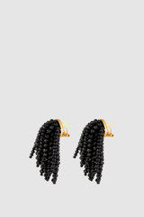 Front product shot of the Oroton Fern Drop Earrings in Black and Premium brass material for Women .
