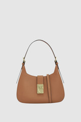 Front product shot of the Oroton Yvonne Baguette in Tan and Premium pebble leather for Women .