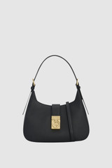 Front product shot of the Oroton Yvonne Baguette in Black and Premium pebble leather for Women .