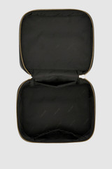 Internal product shot of the Oroton Eve Large Top Handle Beauty Case in Black and Pebble leather for Women .