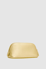 Back product shot of the Oroton Eve Mini Beauty Case in Gold and Premium pebble leather for Women .