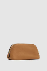 Back product shot of the Oroton Eve Mini Beauty Case in Tan and Premium pebble leather for Women .