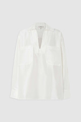 Front product shot of the Oroton Tunic Shirt in Antique White and 100% silk for Women .