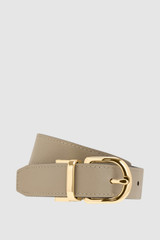 Front product shot of the Oroton Inez Reversible Belt in Navy/Fawn and Premium smooth leather for Women .