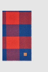 Detail product shot of the Oroton Gingham Merino Wool Travel Rug in Chilli Pepper and 100% Australian Merino Wool, 29 Microns for Women .