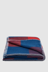 Internal product shot of the Oroton Gingham Merino Wool Travel Rug in Chilli Pepper and 100% Australian Merino Wool, 29 Microns for Women .