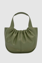 Front product shot of the Oroton Emilia Soft Mini Tote in Khaki and Smooth leather exterior for Women .