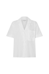Front product shot of the Oroton Lace Trim Blouse in White and 100% Cotton Poplin for Women .