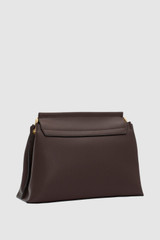 Back product shot of the Oroton Elm Medium Satchel in Coffee Bean and Premium smooth pebble leather for Women .
