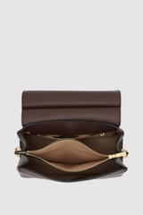 Internal product shot of the Oroton Elm Medium Satchel in Coffee Bean and Premium smooth pebble leather for Women .