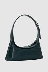 Back product shot of the Oroton Cinder Mini Baguette in ANISEED and Crackle leather exterior for Women .