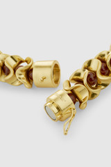 Detail product shot of the Oroton Wave Necklace in WORN GOLD/CHERRY and Premium brass material for Women .
