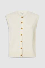 Front product shot of the Oroton Button Front Shell in Cream and 100% wool material for Women .