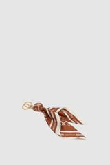Front product shot of the Oroton Eve Scarf Keyring in Cognac/Cream and 100% polyester fabric for Women .