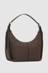 Back product shot of the Oroton Dorit Small Hobo Bag in COFFEE BEAN and Premium pebble leather for Women .