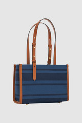 Back product shot of the Oroton Sasha Small Tote in PRUSSIAN BLUE MIX and 100% polyester fabric for Women .