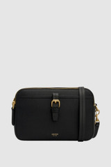 Front product shot of the Oroton Dylan Camera Crossbody in Black and Premium pebble leather for Women .
