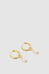 Detail product shot of the Oroton Ali Charm Huggies in Gold and Premium brass material for Women .