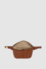 Internal product shot of the Oroton Lilly Belt Bag in Cognac and Premium smooth leather for Women .