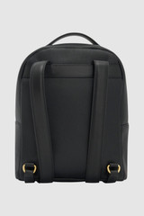Back product shot of the Oroton Dylan Small Backpack in Black and Pebble leather for Women .