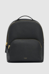 Front product shot of the Oroton Dylan Small Backpack in Black and Pebble leather for Women .