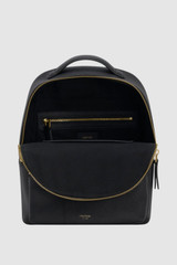 Internal product shot of the Oroton Dylan Small Backpack in Black and Pebble leather for Women .