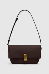 Front product shot of the Oroton Etta Medium Clutch in Bear Brown and Premium smooth leather for Women .