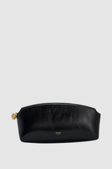 Front product shot of the Oroton Naia Clutch in Black and Premium crackle leather for Women .