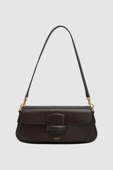 Front product shot of the Oroton Carter Baguette in Dark Chocolate and Premium saffiano leather for Women . IP:1