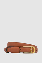 Front product shot of the Oroton Cali 19MM Belt in Amber and Premium smooth leather for Women .
