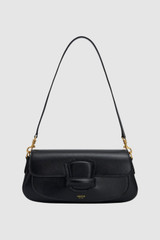 Front product shot of the Oroton Carter Baguette in Black and Premium saffiano leather for Women .