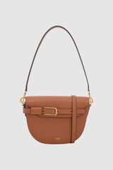 Front product shot of the Oroton Cali Saddle Bag in Amber and Premium smooth leather for Women .