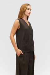 SLEEVELESS LONG LINE CARDI Chocolate