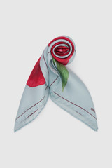 Front product shot of the Oroton Rouge Poppy Silk Scarf 70X70 in Red and 100% silk twill fabric for Women .
