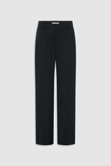 Front product shot of the Oroton Folk Straight Leg Pant in Washed Black and 96% cotton and 4% spandex blend fabric for Women .