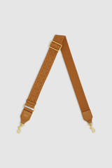Front product shot of the Oroton Logo Webbing Bag Strap in Amber and Smooth leather for Women .
