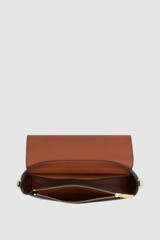 Internal product shot of the Oroton Polly Flap Over Crossbody in Black and Premium pebble leather for Women .