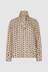Front product shot of the Oroton Foulard Print Blouse in Winter Peach and 100% silk twill fabric for Women .