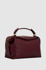 Back product shot of the Oroton Mica Bowler in CURRANT and Premium pebble grain leather for Women .