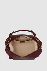 Internal product shot of the Oroton Mica Bowler in CURRANT and Premium pebble grain leather for Women .