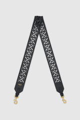 Front product shot of the Oroton Laser Cut Bag Strap in Black and Premium smooth leather for Women .