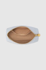 Internal product shot of the Oroton Clara Medium Beauty Case in PEARL BLUE and Premium pebble leather for Women .