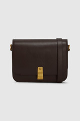 Front product shot of the Oroton Etta Large Day Bag in Dark Chocolate and Premium smooth leather for Women .